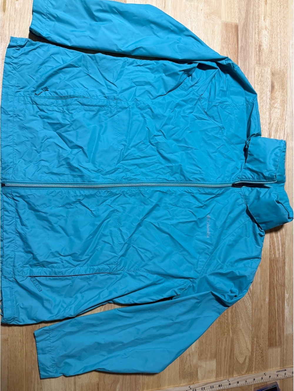 Women’s Columbia 2X Turquoise Blue Lightweight Windbreaker Jacket Full Zip